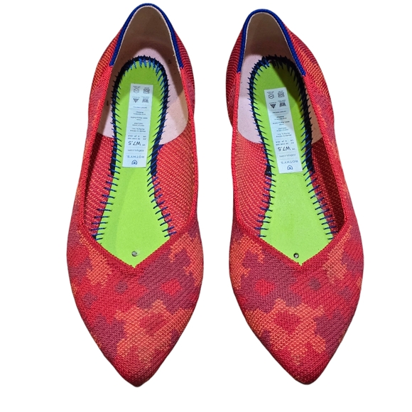 Rothy's Red Botanicamo Points Size 7.5 NO Insoles Pre Owned Condition - Picture 1 of 12